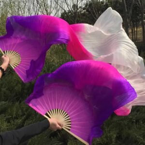fan veu leque roxo branco