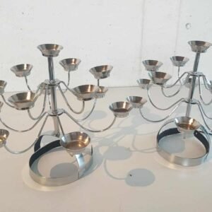 Candelabro prateado tradicional usado na dança do ventre Ahmed Artigos Egipcios