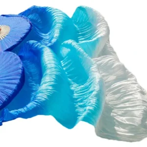 Fan Veu leque azul branco seda natural seda natural par pronta entrega no brasil