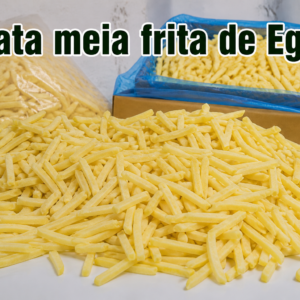 Batata meia frita congelada do Egito em corte 8x8 e 9x9, produto premium para exportação, ideal para importadores no Brasil, com alta qualidade, padronização e pronta para fritura.