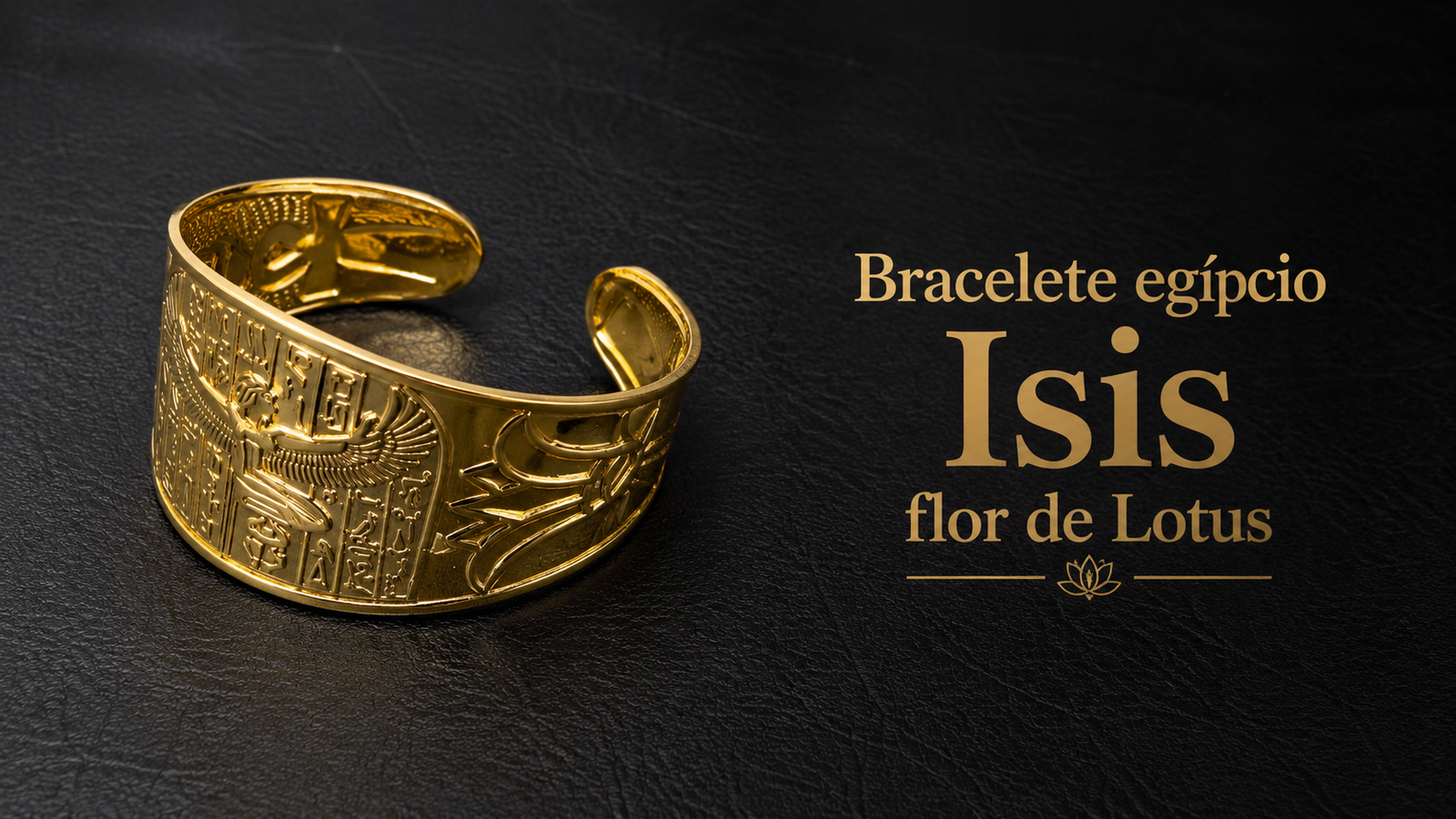Bracelete egípcio da deusa Ísis com flor de lótus em cobre, tamanho único ajustável, produzido artesanalmente no Egito. Acessório inspirado no Antigo Egito que simboliza proteção, amor, sabedoria, renovação, equilíbrio e prosperidade.