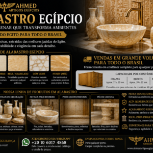 Alabastro egípcio direto do Egito para o Brasil. Chapas, blocos, decoração, pias, cubas, cozinha e revestimentos. Venda no atacado e contêineres.